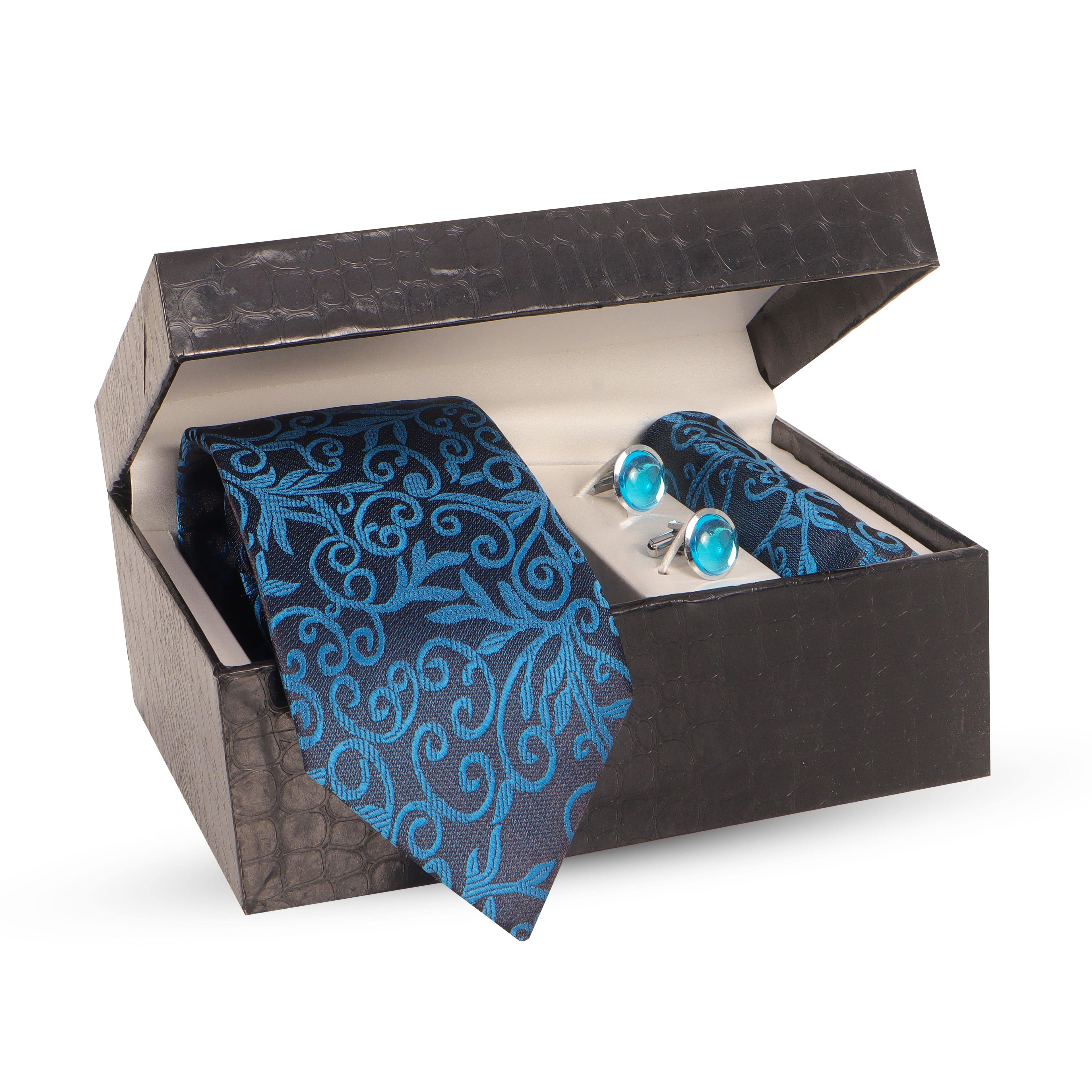 UZR  Blue Paisley Tie & Cufflink Gift Set