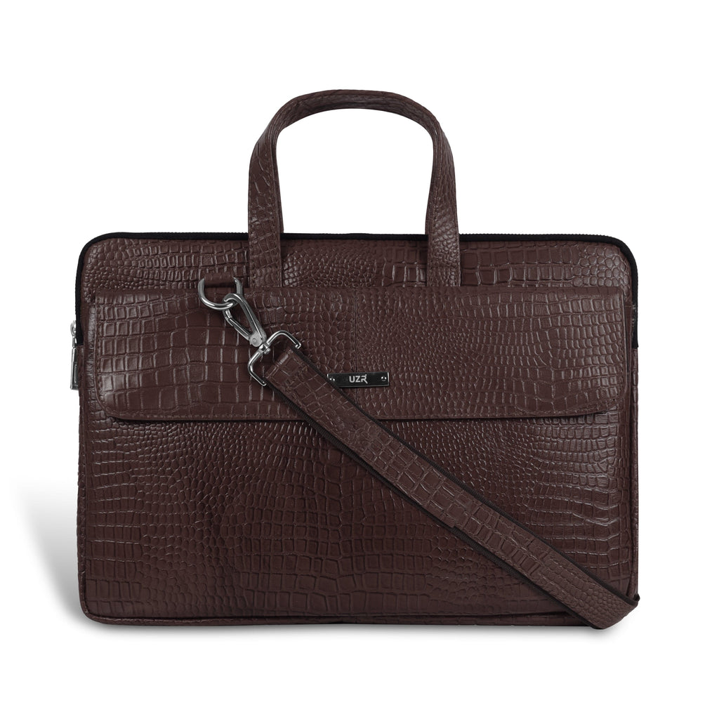 Executive Slim Laptop Bag – Unisex Croc Leather Office Bag  | Sleek & Professional Design by UZR