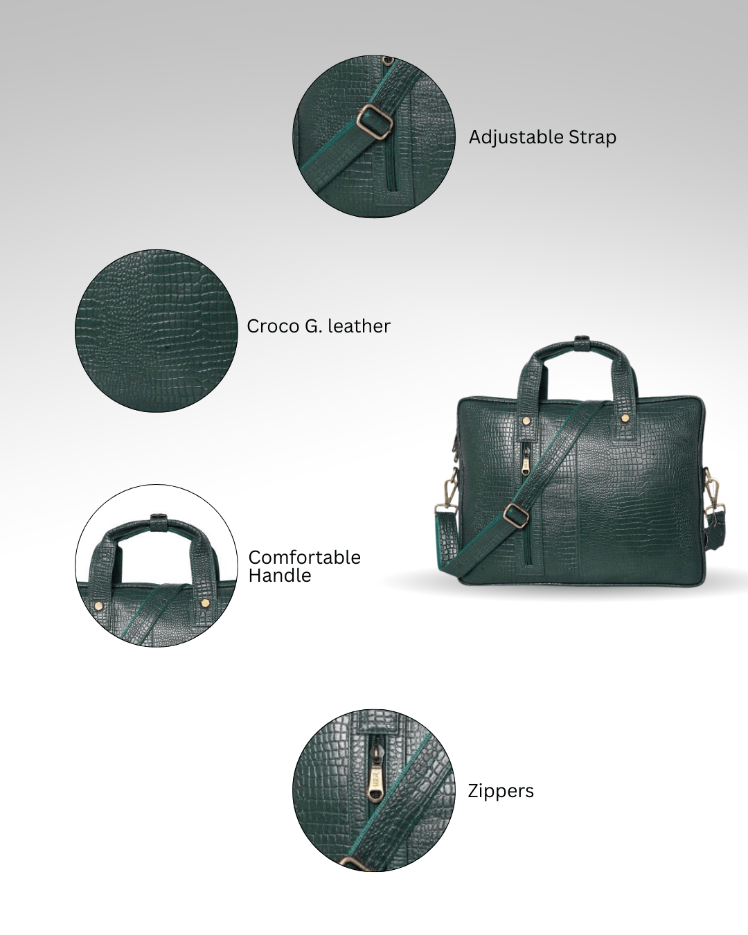 UZR Messenger Croco Large Bag (Hunter Green)