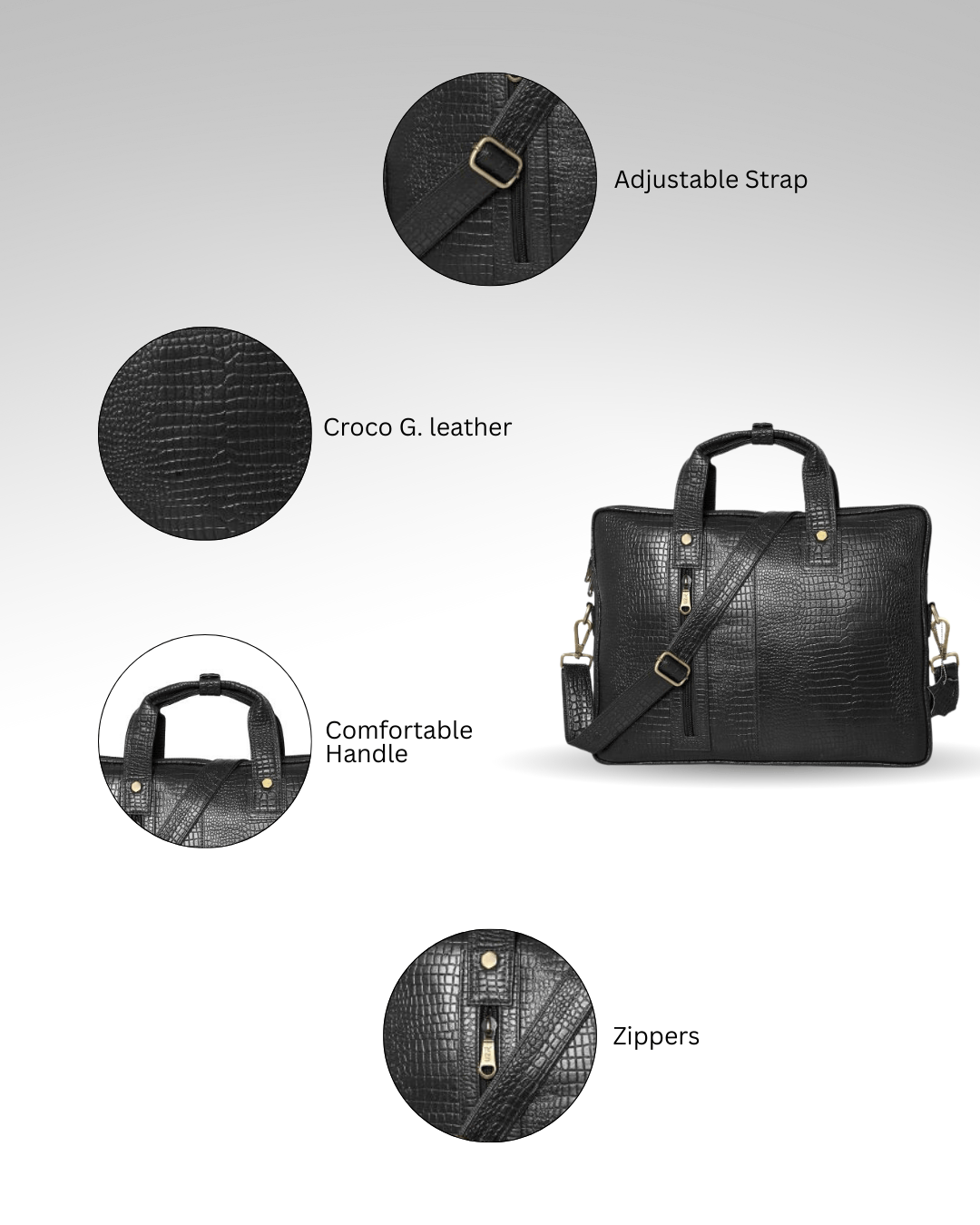 UZR Messenger Croco Large Bag (Black)