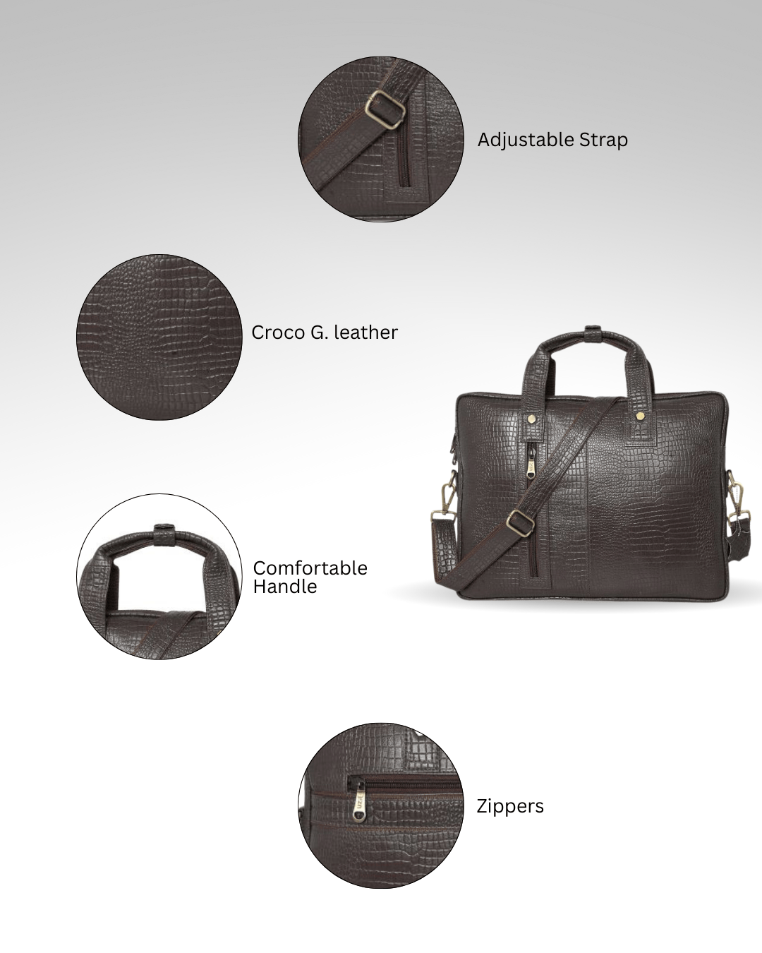 UZR Messenger Croco Large Bag (OxBlood)