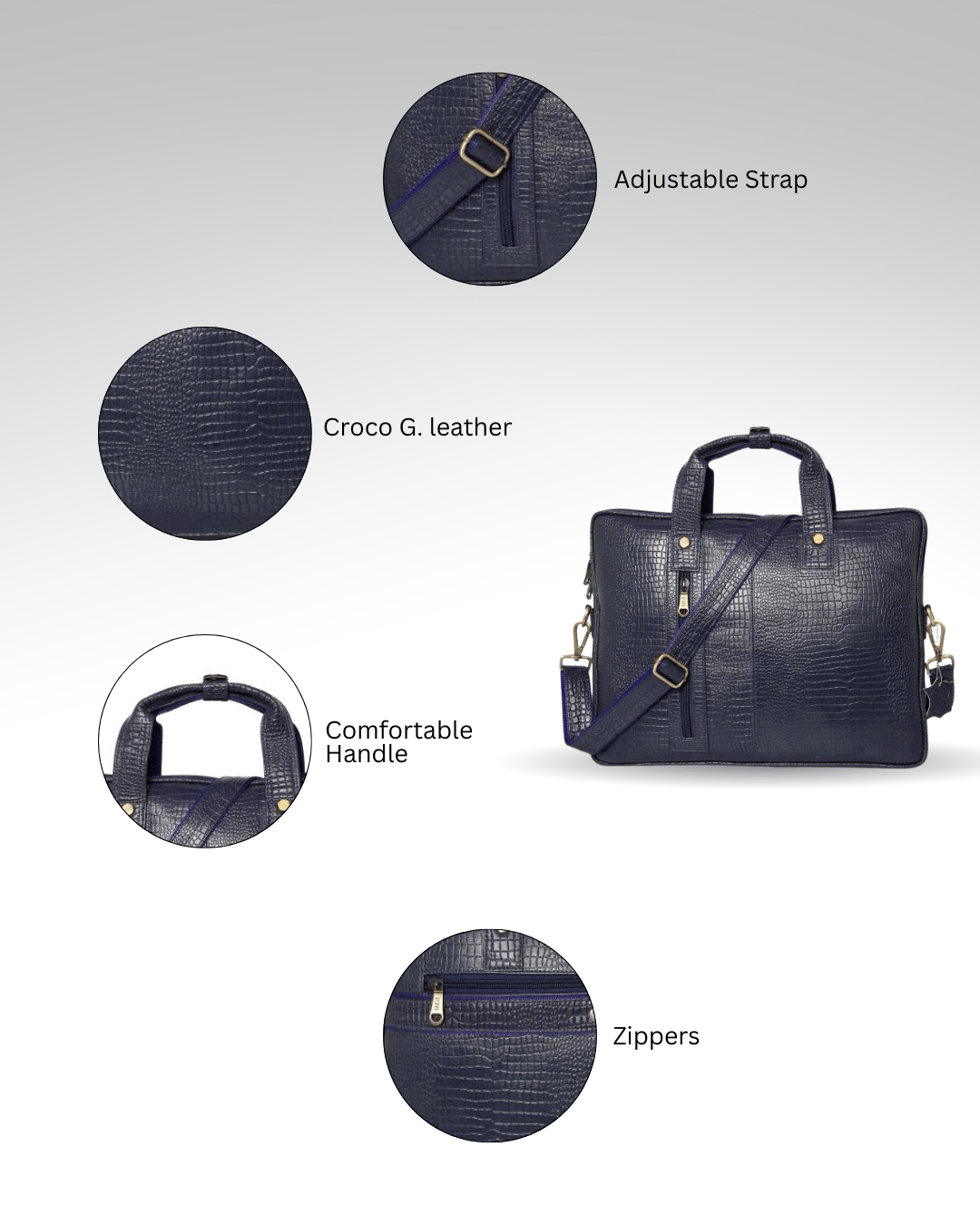 UZR Messenger Croco Large Bag (Royal Blue)