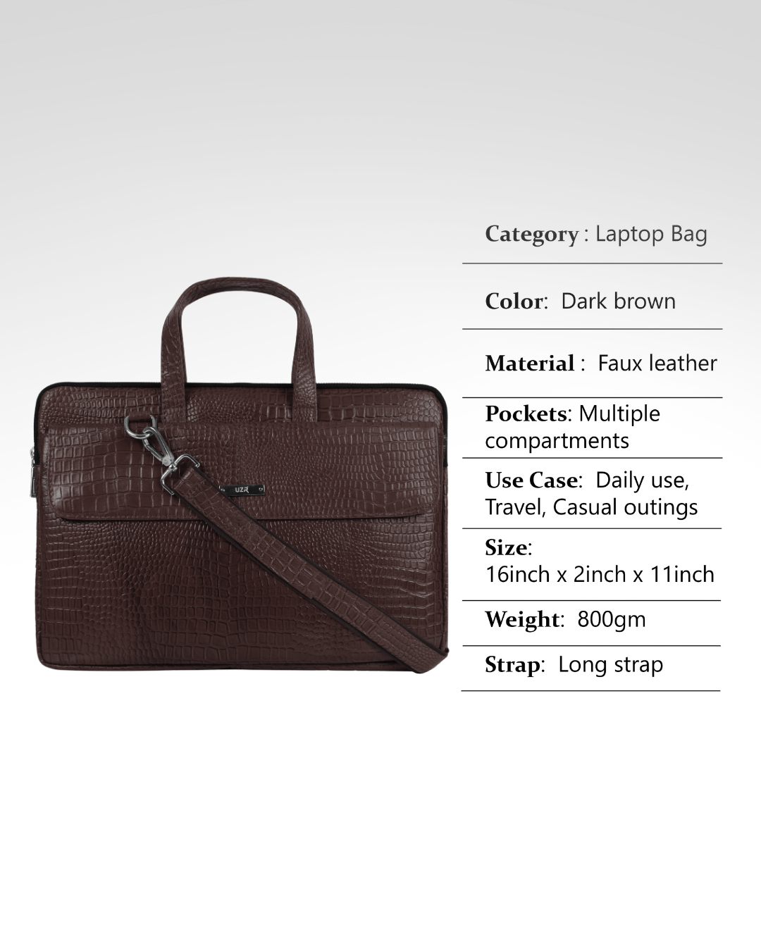 UZR Slim Mac Croco Bag (Brown)