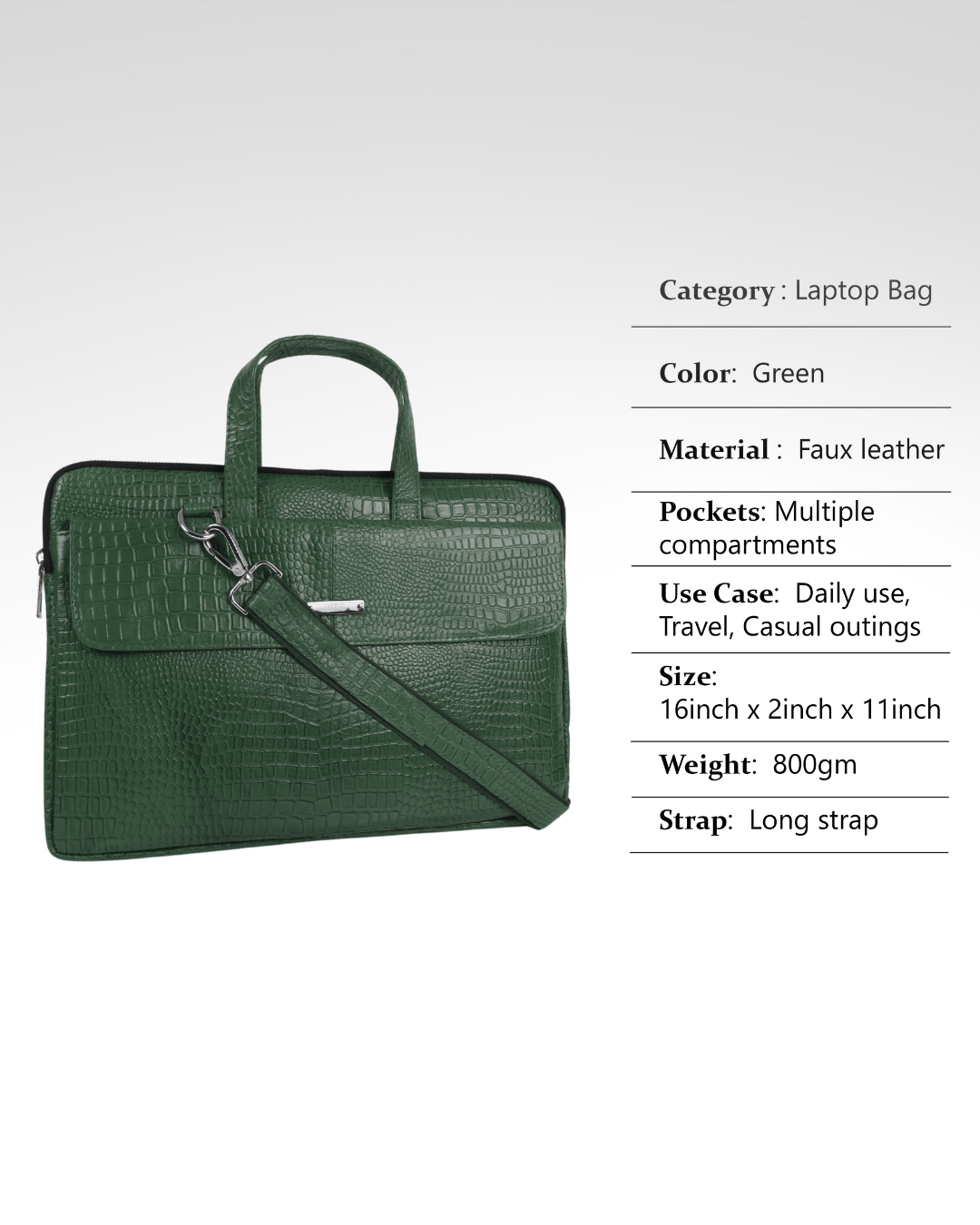 UZR Slim Mac Croco Bag (Green)