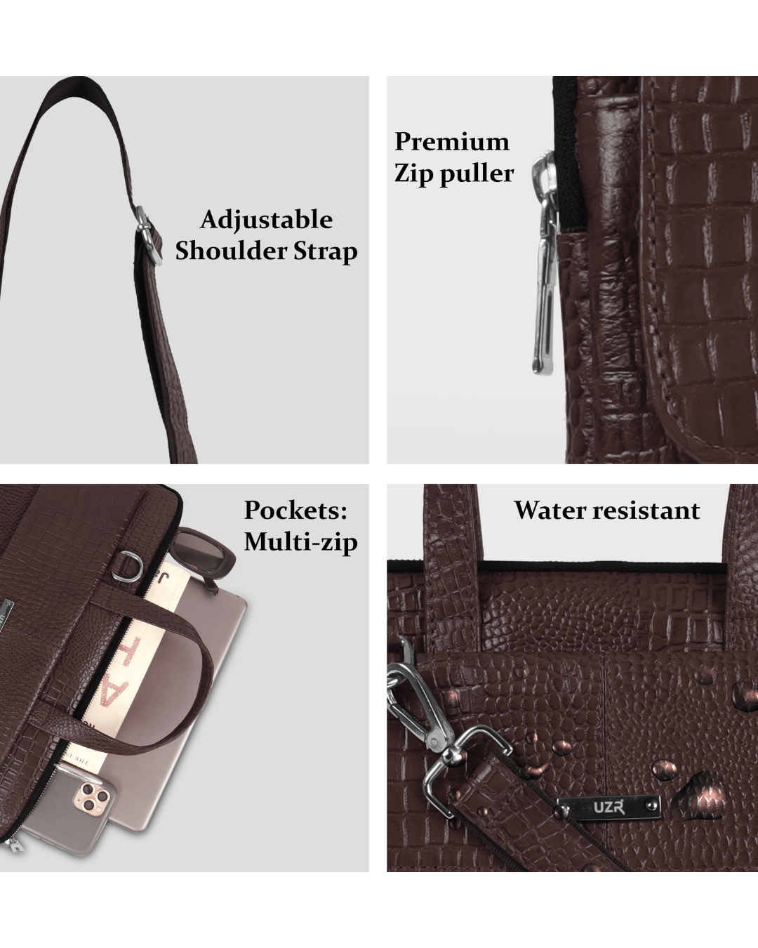 UZR Slim Mac Croco Bag (Brown)
