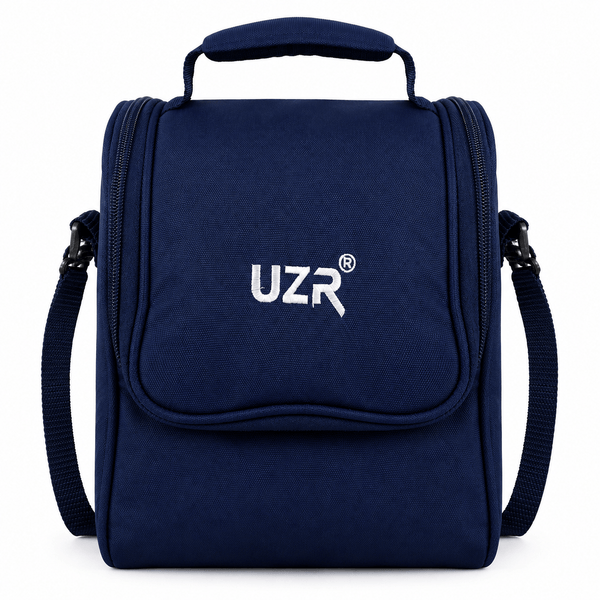 UZR India Stainless Steel Lunch Box Set (Office, School & Travel) | 3 Microwavable Containers (250ml, 400ml, 550ml), 750ml Steel Bottle, 100ml Chutney Box, Cutlery & Carry Bag – BLUE