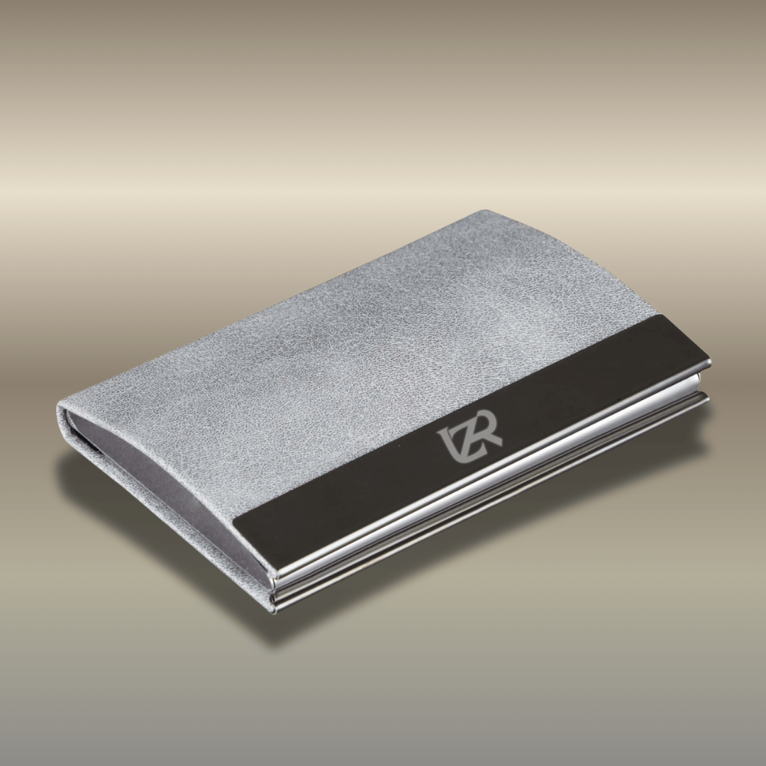 Compact 4 pc Gray corporate gift set A5 size Notebook, Metal pen, Metal PU Keychain, Metal Card holder