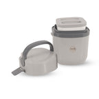 Bento Style Lunch Box Set, 4 Containers, Leak-Resistant, BPA-Free Plastic, Compact Tiffin for Office School Travel, Grey and White