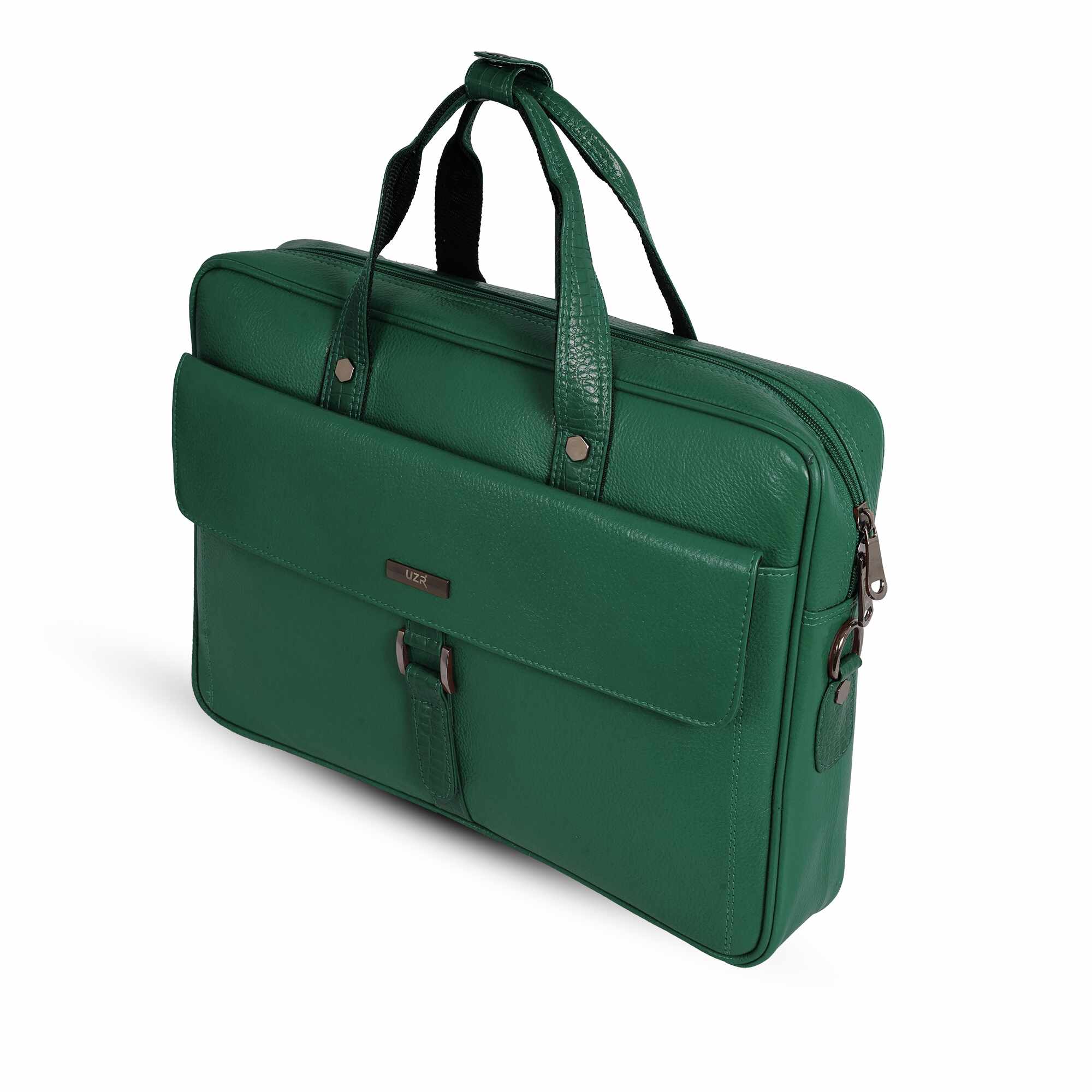 Green leather briefcase UZR
