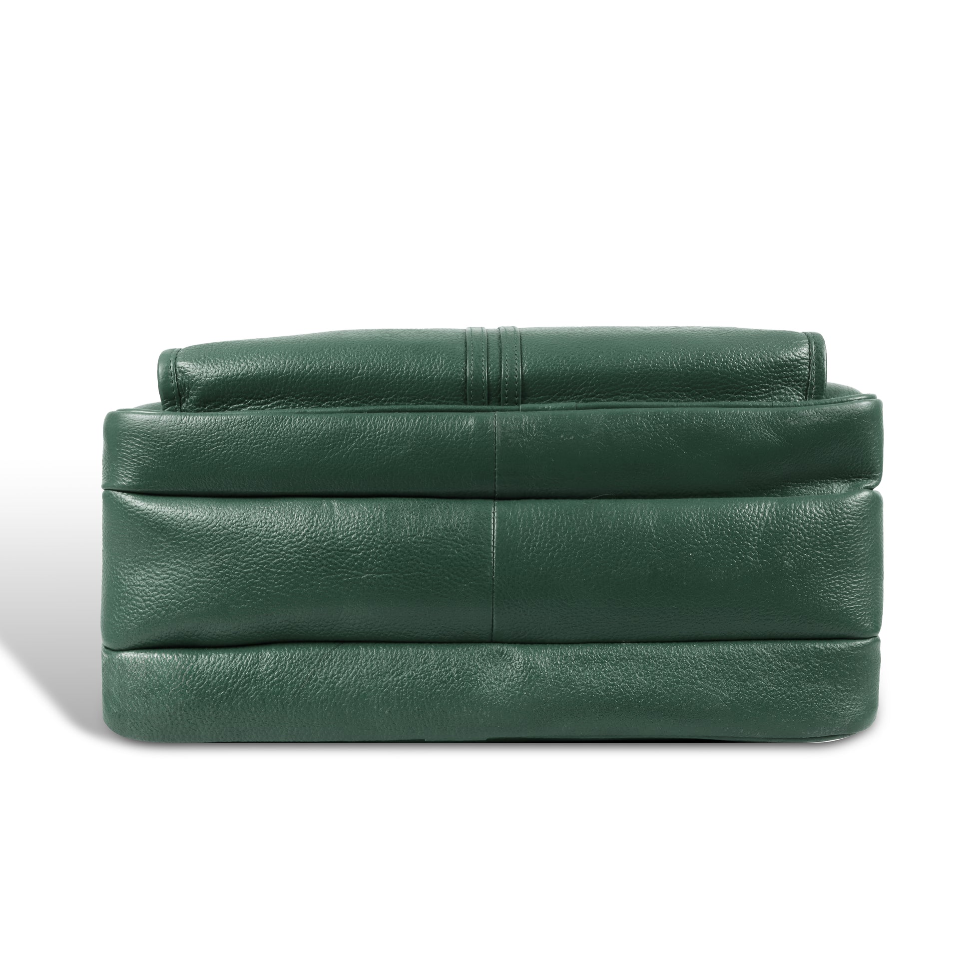 Green leather sofa on a white background