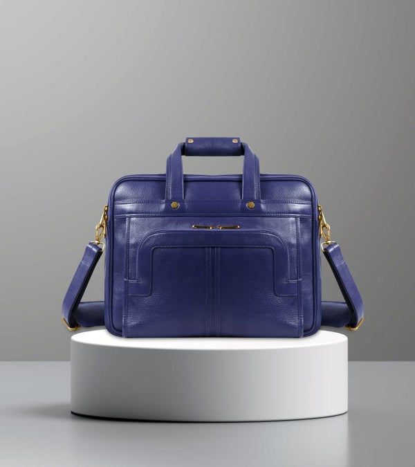 Signature Office Carry – Premium Leather Office Bags for Men from UZR - Navy