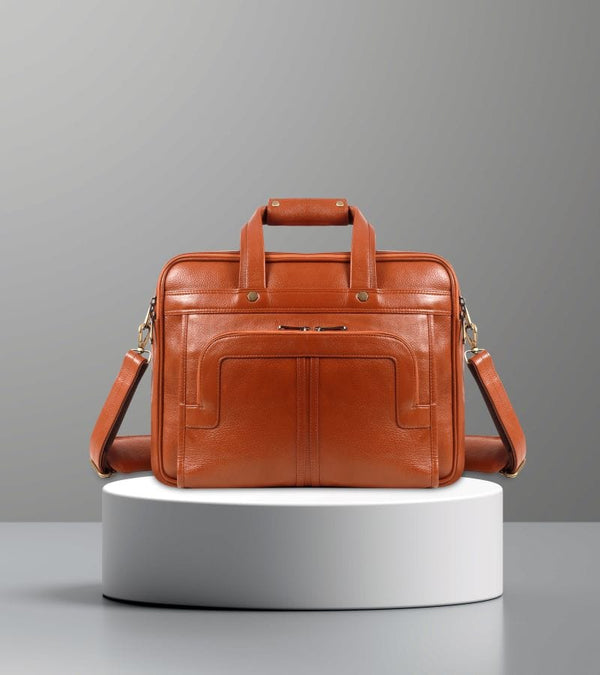 Signature Office Carry – Premium Leather Office Bags for Men from UZR - Orange